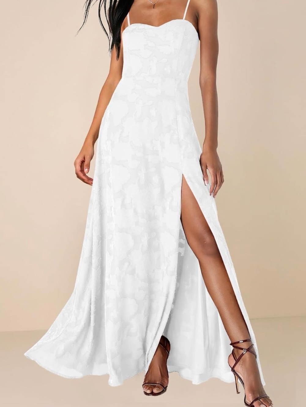 White Floral Lace Maxi Dress